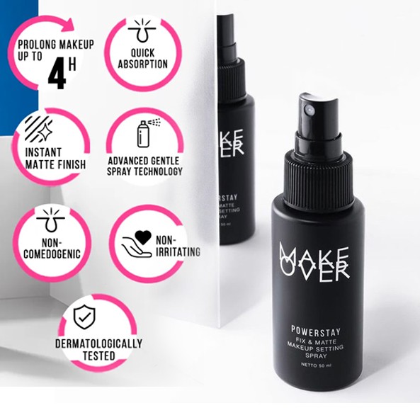 MAKE OVER Powerstay Fix &amp; Matte Makeup Setting Spray