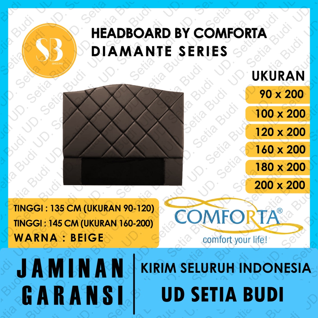 Headboard Diamante Kasur Comforta Springbed 200x200 180x200 160x200 120x200 100x200 90x200