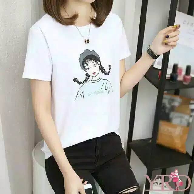 Fourfashion T-shrit kaos wanita SO CUTE TERBARU bhn spandex