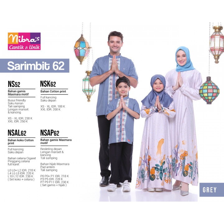 NBRS NSAL 62 BIRU / KOKO NIBRAS ANAK MUSLIM / SARIMBIT LEBARAN KELUARGA / SATU SET KOKO + CELANA