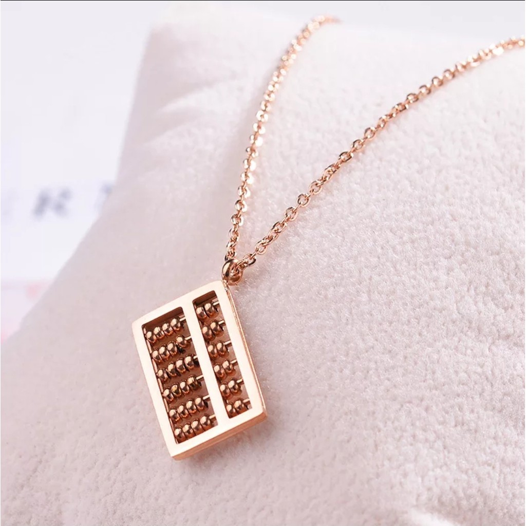 Kalung Titanium Unik Liontin Sempoa Lucky Untuk Wanita dan Pria Warna Rosegold