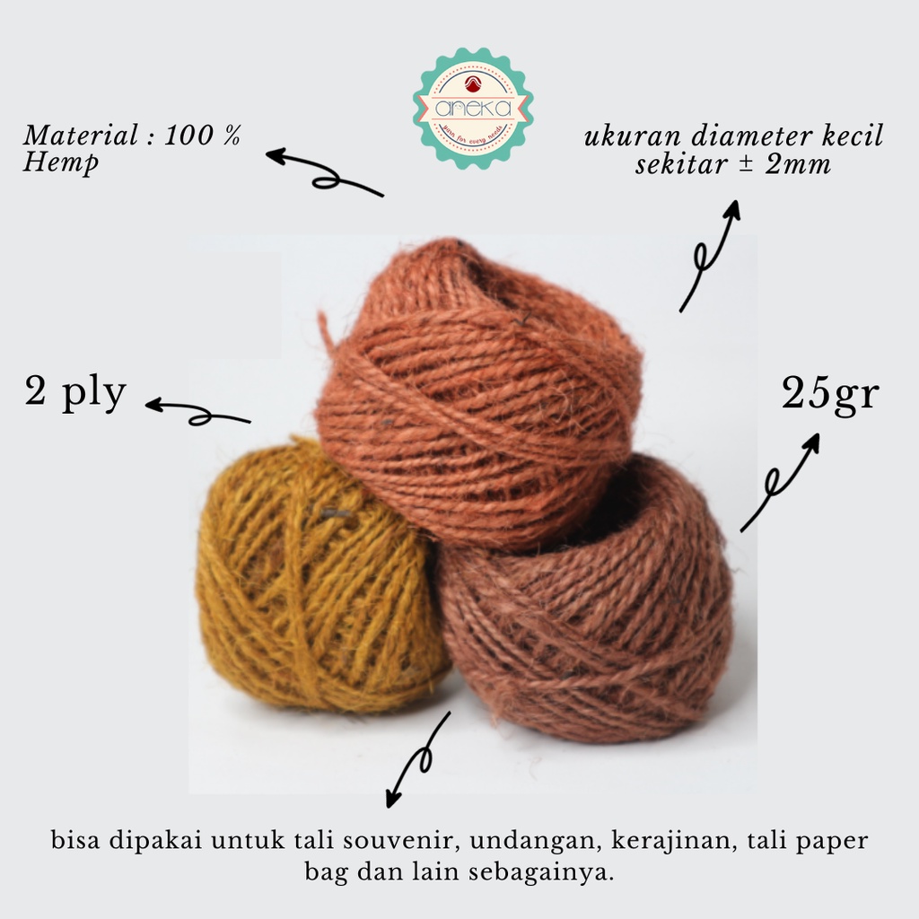 KATALOG - Tali Rami Warna Besar Goni 25 gram 2ply / Jerami / Mendong / Pengikat Packing