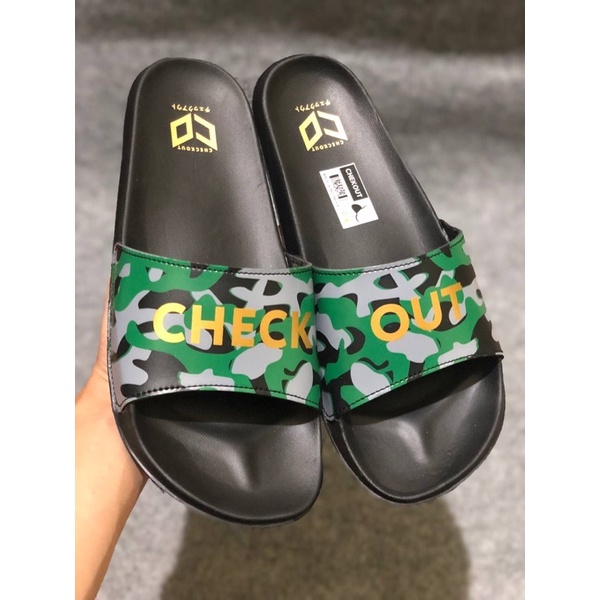 SANDAL SLIDE CHECKOUT ARMY PRIA WANITA