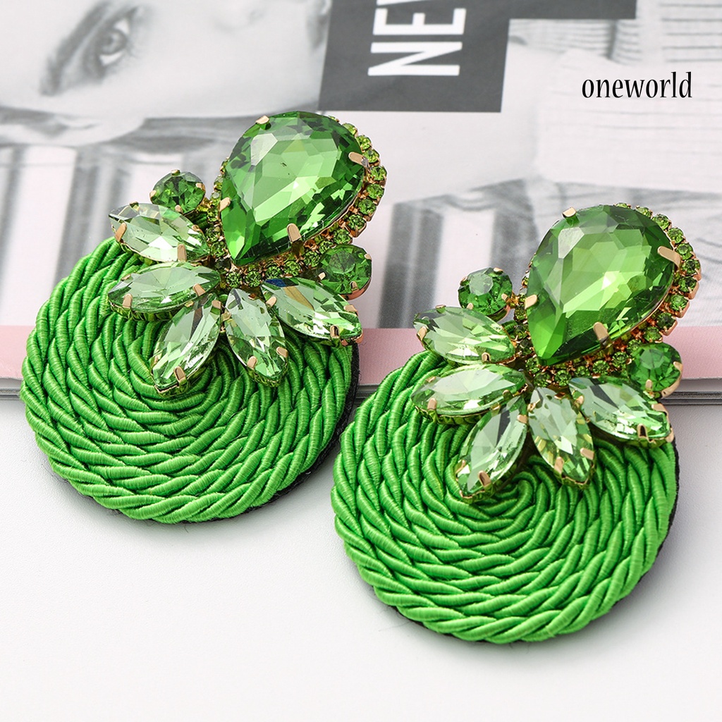 OW# Personality Earrings Exaggerated Handmade Braided Round Plaited Jewelry Ear Studs for Women