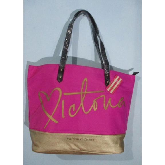 VS Victoria Secret Totebag- Import (Pink &amp; Gold)
