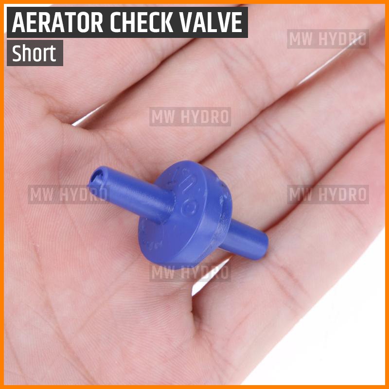 One Way Check Valve Aerator Akuarium untuk Selang 3/16&quot;, Short Blue