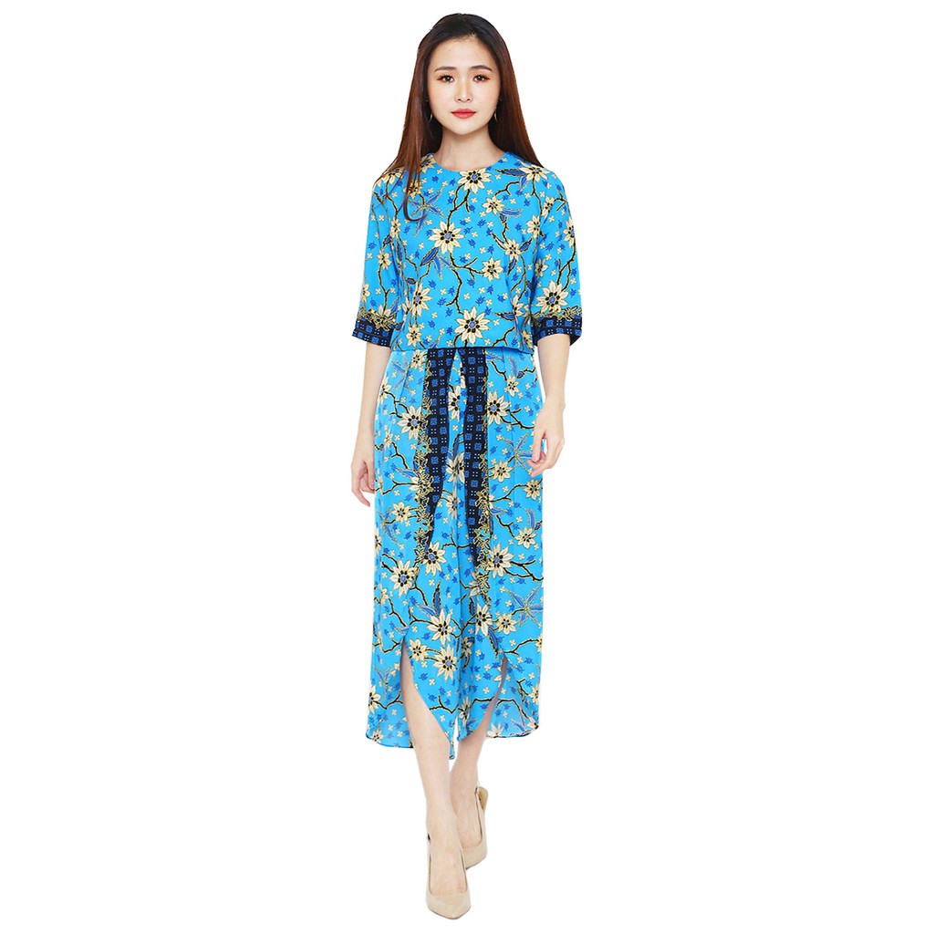 Batik Flike Store Couple Set Pria dan Wanita Blue Alysa