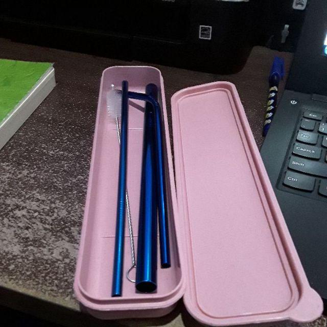 Stainless Straw / Sedotan Stainless (full Set Bubble Blue)