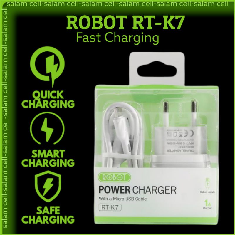 Charger Hp ROBOT RT-K7 Micro Usb Bisa Untuk Segala Jenis HP Original bergaransi