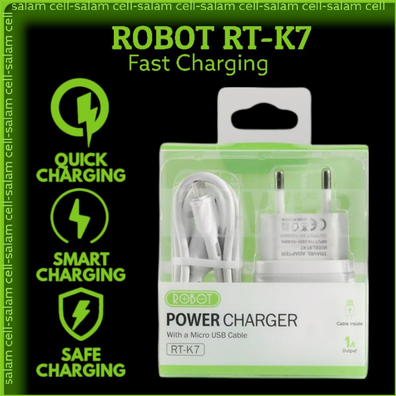 Charger Hp ROBOT RT-K7 Bisa Untuk Segala Jenis HP Original bergaransi