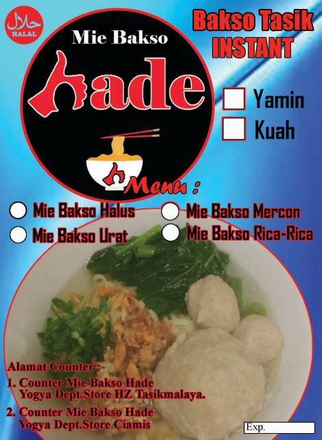 Mie Bakso Tasik Hade Mercon Instan Shopee Indonesia