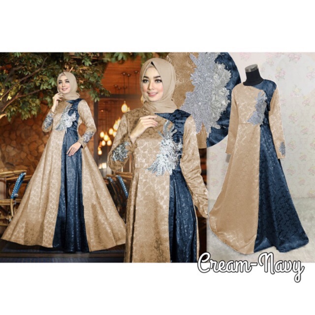 Gaun Tessa Tessae Jacquard Glitter Gamis Baju Pesta Muslimah Dress Asli Original Mewah