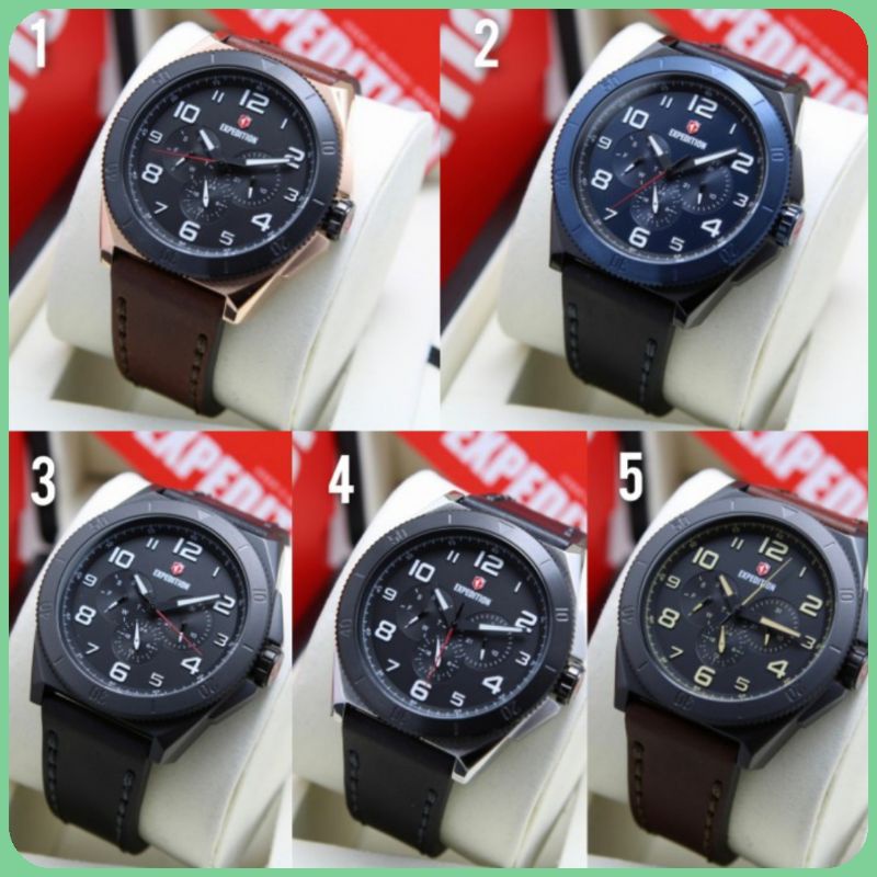 Jam Tangan Pria Expedition 6823 E6823 E 6823 Ori Leather Strap