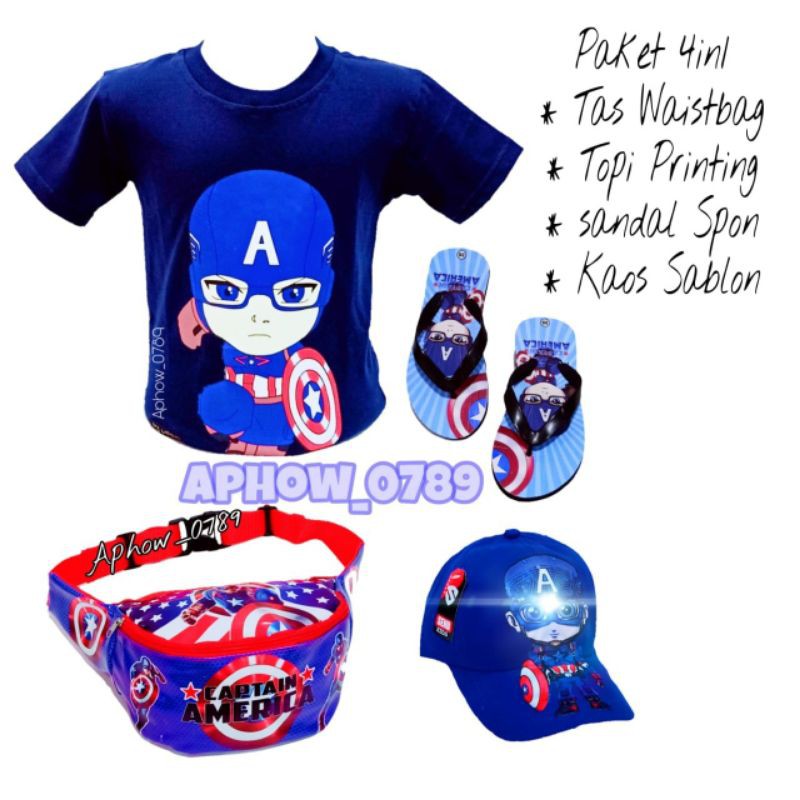 [ BISA COD] KAOS ANAK LAKI-LAKI KARAKTER CAPTAIN AMERIKA