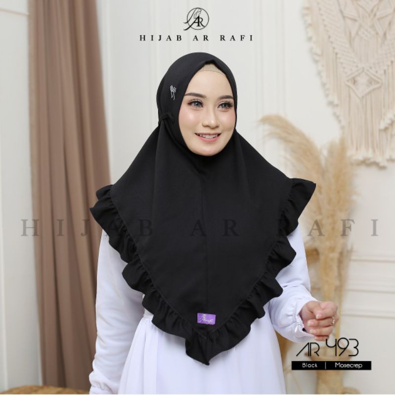 HIJAB AR RAFI | AR 493 HIJAB INSTAN TALI (Anniha Collection)-Black