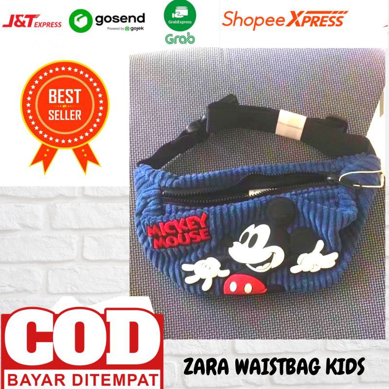 ZARA KIDS - tas anak waistbag anak zara mickey mouse tas selempang anak unisex - ZR WAISBAG NAVY