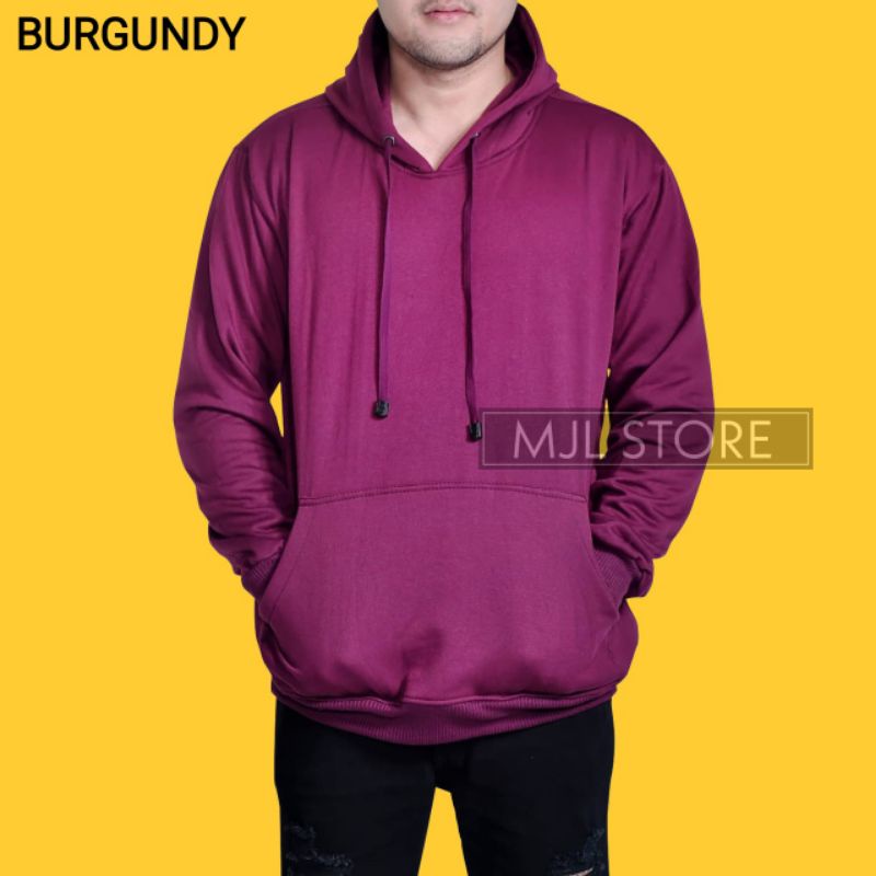 (promo) Jaket jumper hoodie polos L,XL,XXL pria wanita burgundy mjl store