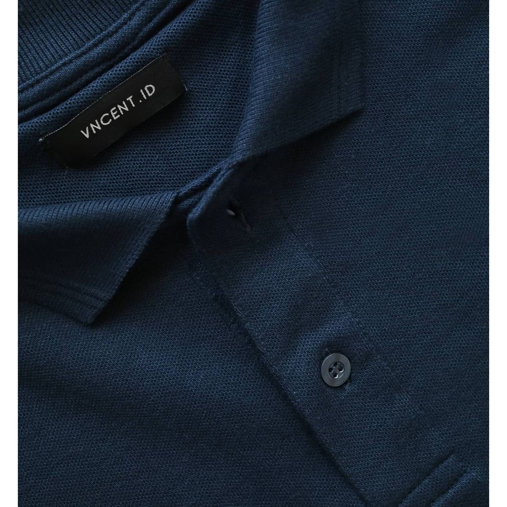 VncentID Kaos Polo Shirt Pria warna NAVY // BIRU DONGKER