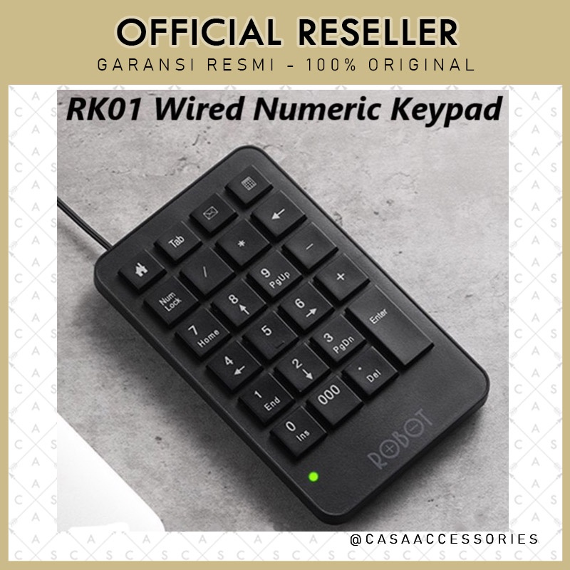 Robot RK01 Wired Numeric Keypad Black Tombol Multimedia Original