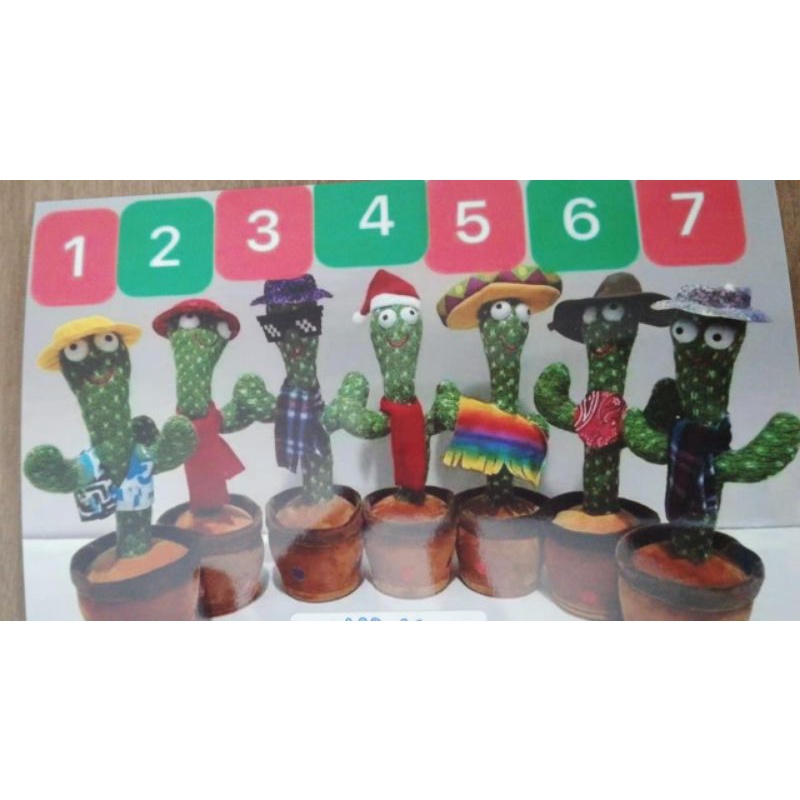 Boneka Kaktus Pakai Topi dan Baju Goyang Joget Dance Bisa Bicara Musik Menari Bergoyang