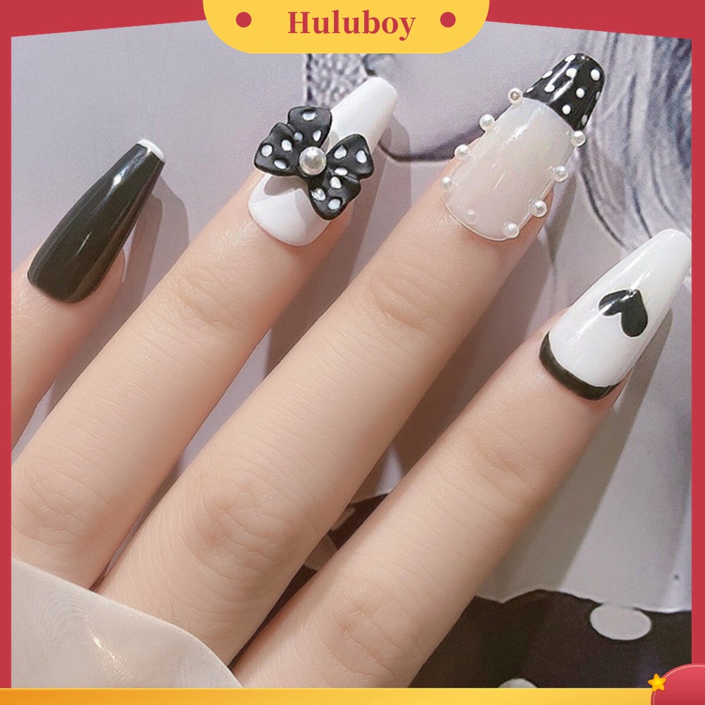 Huluboy Huluboy♡ 5pcs / Set Hiasan Kuku Bentuk Pita Aksen Mutiara Imitasi Untuk Aksesoris Nail Art / Salon