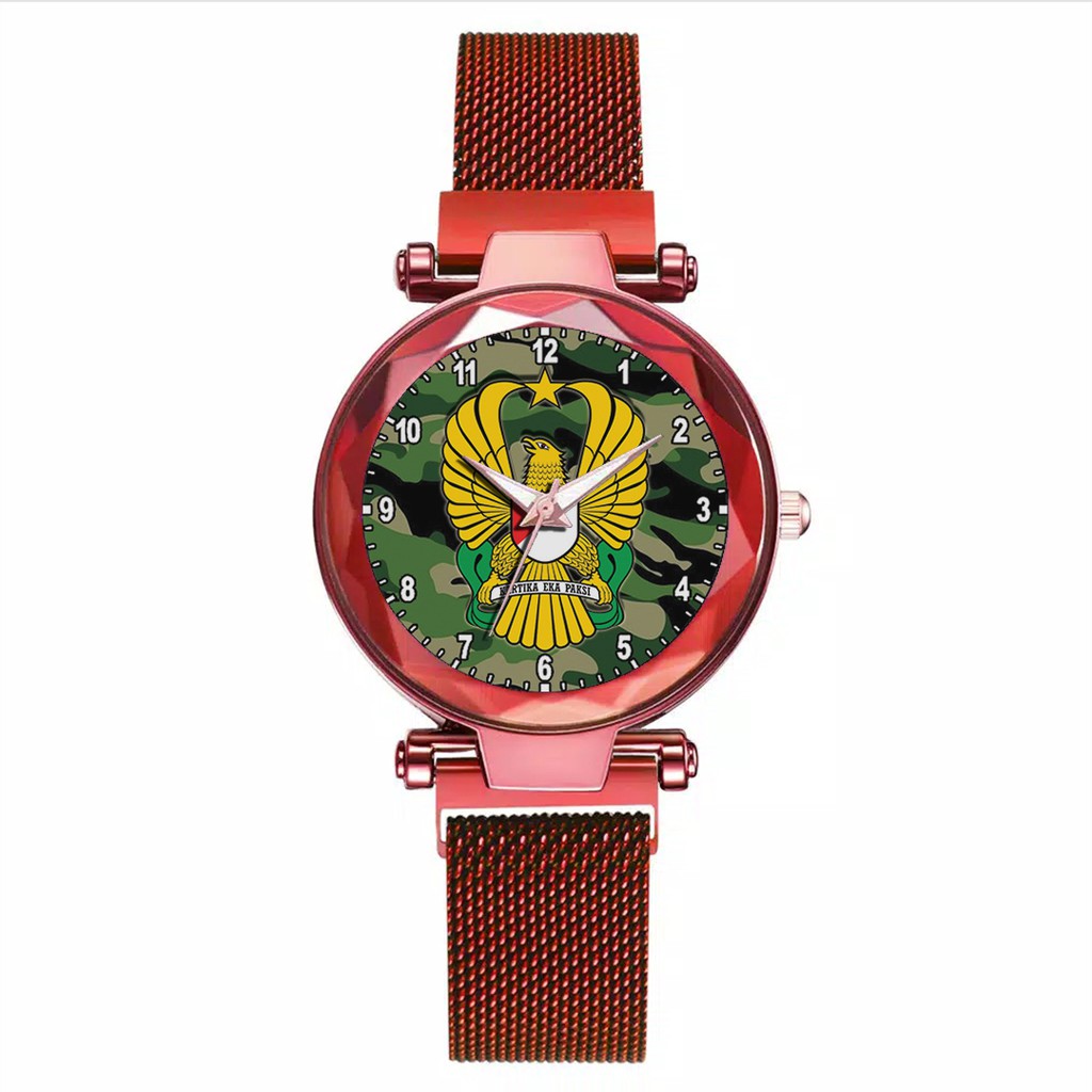 Jam Tangan Wanita Custom - TNI AD MOTIF 1 Free Box &amp; Batre Cadangan