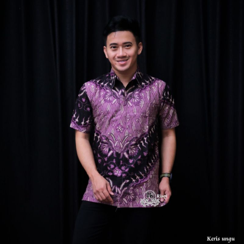 COD - Batik couple ayah anak laki-laki kekinian motif daun petir hitam - Bisa pisah.