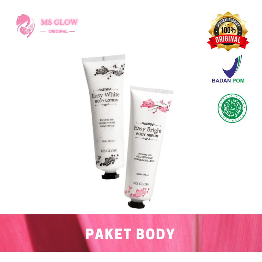 Paket Body Lotion Ms Glow Original Easy White Body Serum Skincare Pemutih Badan Msglow Ori