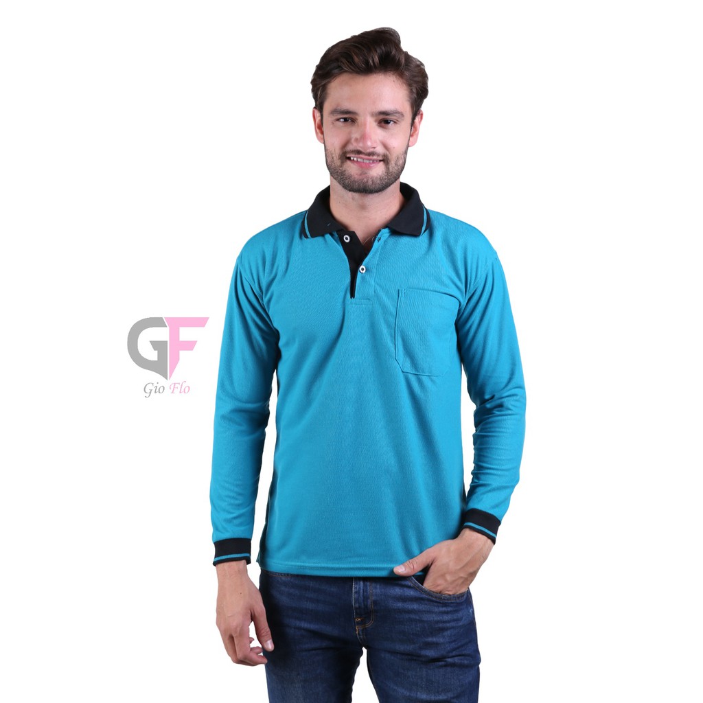 GIOFLO Pakaian Casual Pria Mens Smart Polo Shirt Hijau Tosca / PLS 172