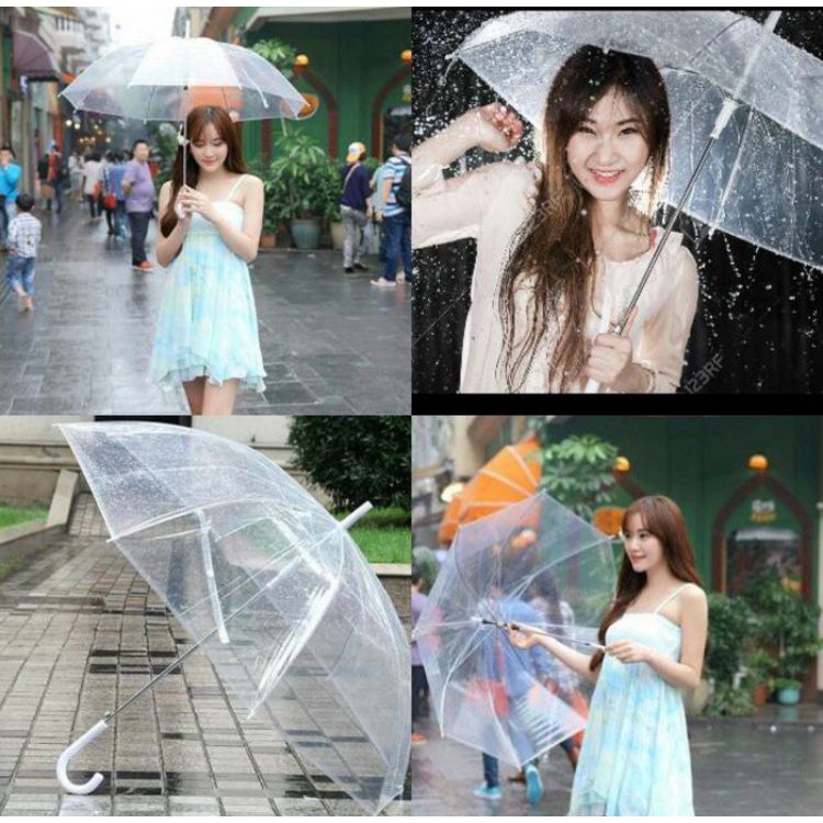 Payung Hujan Bening Transparan Style Korean Jepang Payung Bening Polos Tranparent Umbrella Warna Warni Korea Payung Lipat TERMURAH TERLARIS