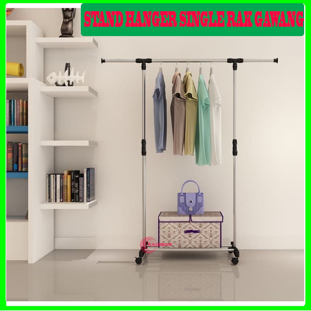 Gantungan Baju Single Pole Stainless Rak Baju Gantung Stand Hanger Rak Gawang Single - Random