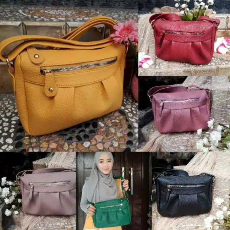 W6 Tas Wanita Ibu Arisan Kondangan Pengajian Shoulder Bag Tenteng Resleting Besar