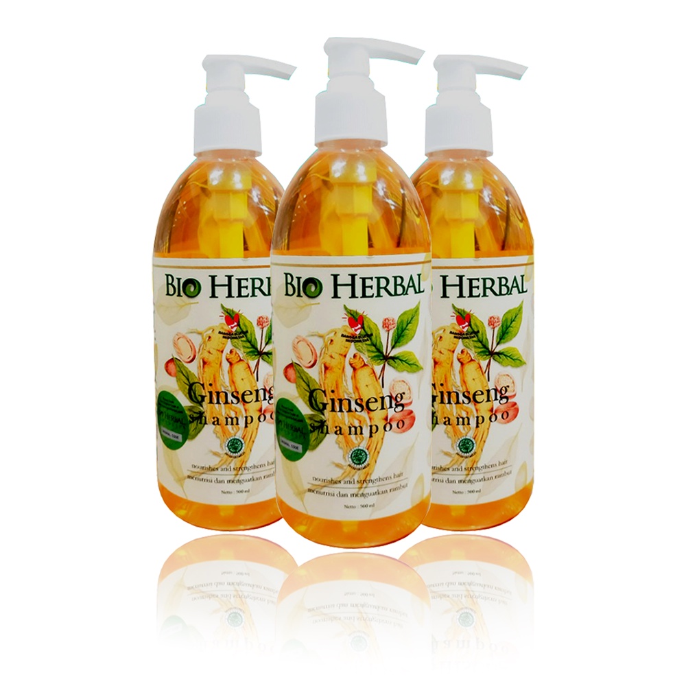 Bio herbal Sampo Ginseng Perawatan Kecantikan Rambut Lembut Lebat &amp; Hitam New Size - 500ml Original BPOM