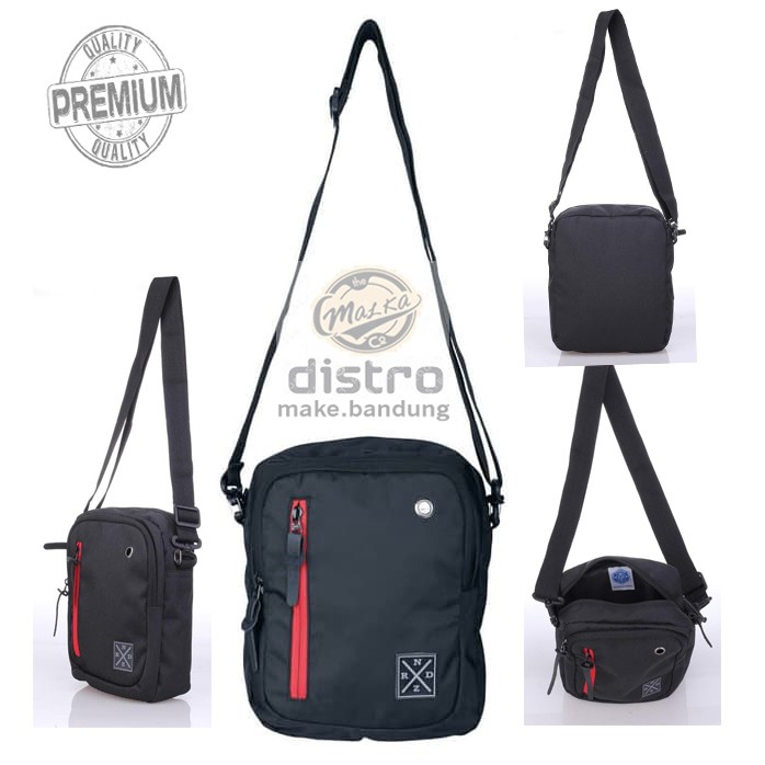 tas selampang pria original / tas casual cowo slingbag hitam