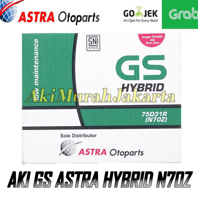 Aki Mobil Mitsubishi Kuda Diesel GS HYBRID N70Z ASTRA (Aki Basah) 75Ah