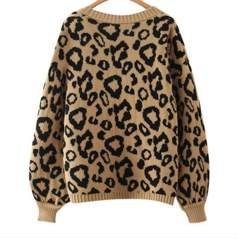 GS055 Cardigan vintage premium cheetah kancing Kanaya