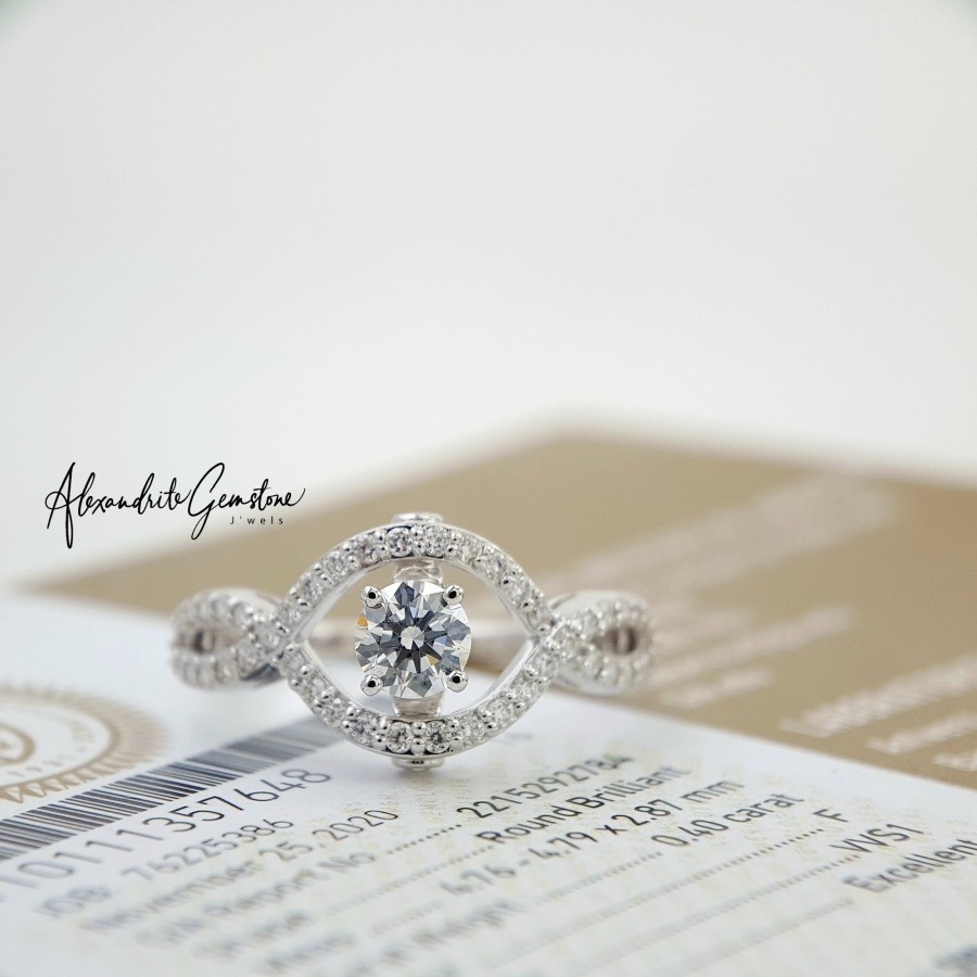AG Jewellery D0921012 - Cincin Berlian GIA certificate 0.40ct F VVS1