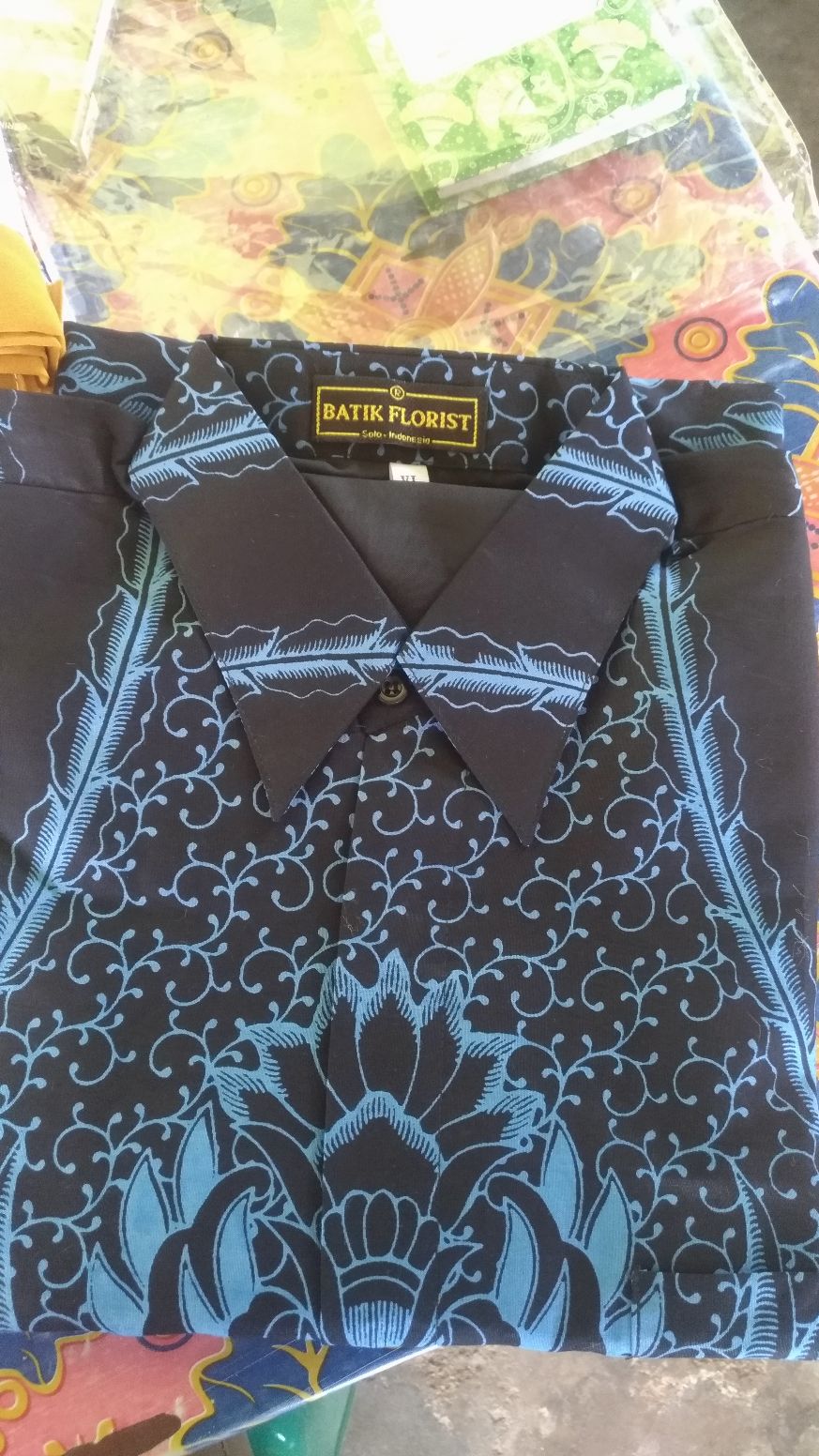 Manuk Peksi Biru Pendek Kemeja Batik Pria Full Furing Katun Primisima