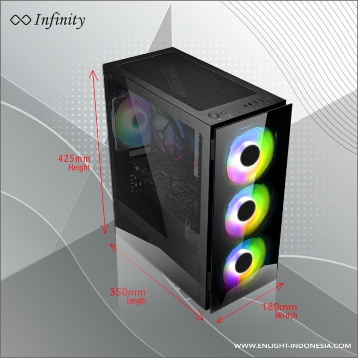 Casing Gaming INFINITY VESTA V2 Include 4 Fan ATX TEMPERED GLASS