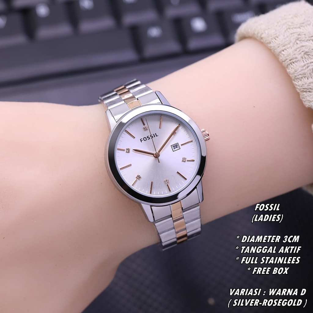 JAM TANGAN WANITA FASHION RANTAI BODY BULAT TANGGAL AKTIF