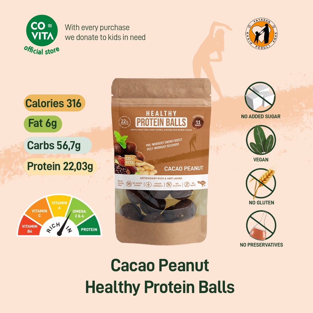 

Covita Healthy Protein Balls - Cacao Peanut - Makanan Instant Sehat