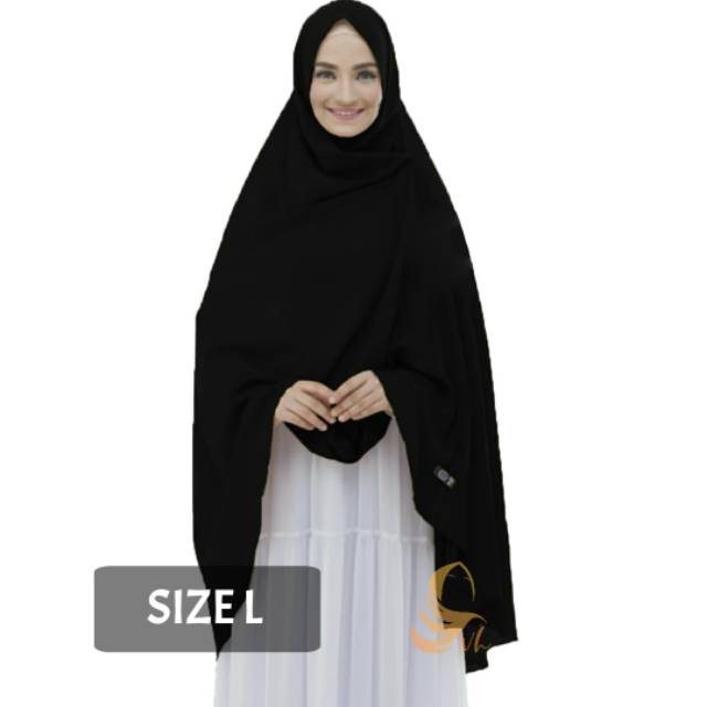Khimar Nadira L Jetblack Kerudung Tanpa Pet Hijab Syari Jilbab Jumbo By AFNA