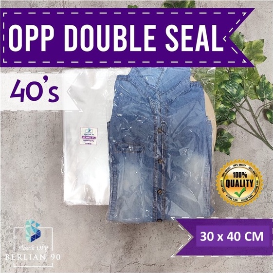 Plastik OPP Double Seal 30 x 40 cm Tebal 40 Micron / Plastik Bening Kemasan Bungkus Baju Anak Dewasa