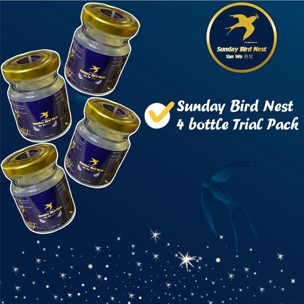 

Minuman Sarang Burung Walet Asli 100% SundayBirdNest Original 1 Box isi 4 Botol Konsentrasi 45%
