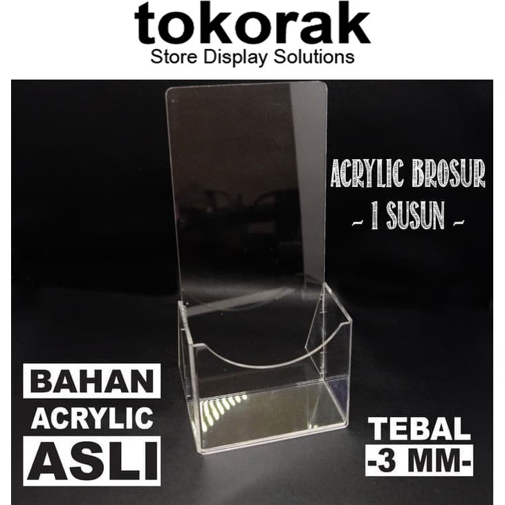 ACRYLIC TEMPAT BROSUR 1 SUSUN F.3 AKRILIK ASLI MIKA STAND