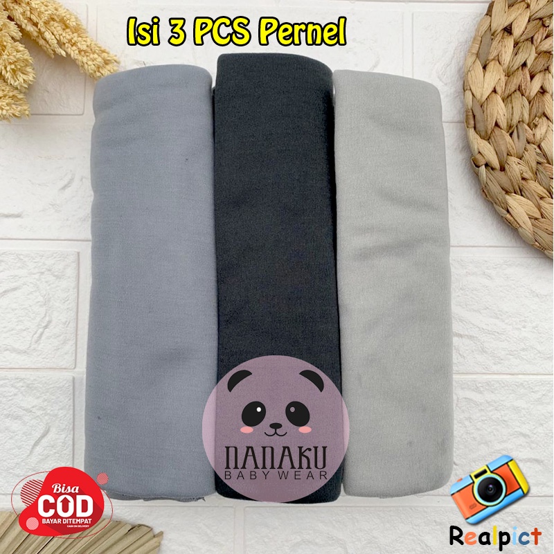 3 PCS Pernel Bayi Bedong Bayi Baru Lahir Ukuran 110cm x 90cm Seri Abu