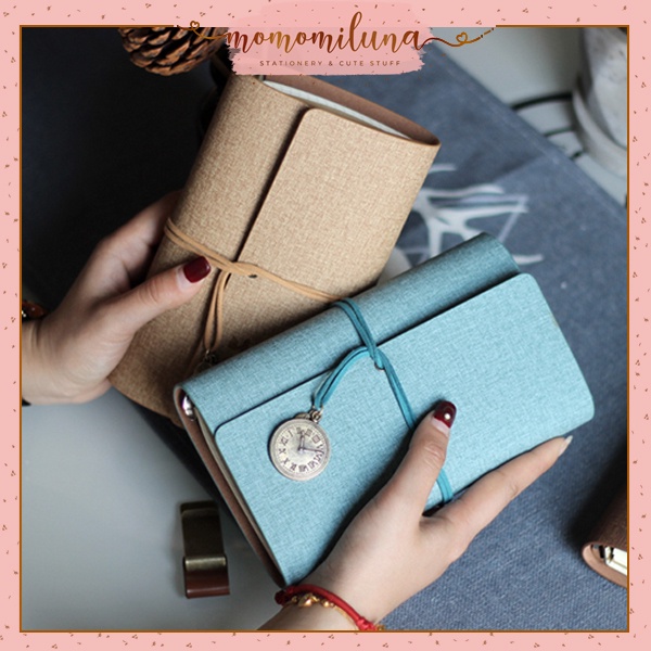 

Binder A6 sudah dapat isi kertas refill 80 lembar vintage retro time trifold binder lipat diy journaling scrapbook MK1300