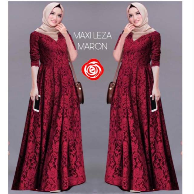 Leza Baju Gamis Busana Muslim Gamis Full  Brukat  Gamis Pesta Brukat Dewasa Fashion Gamis Premium