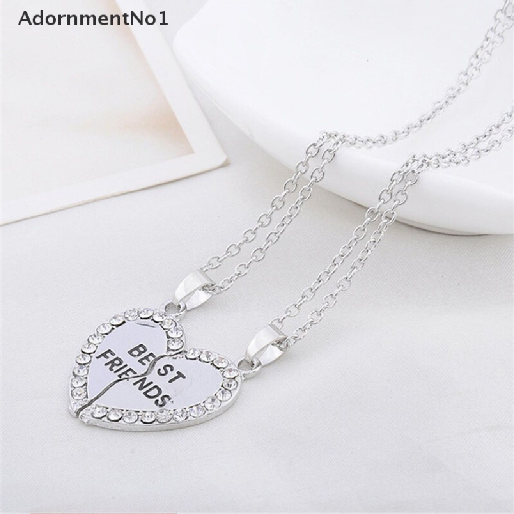 (AdornmentNo1) Kalung Rantai Dengan Liontin Hati Motif Tulisan Best Friend Untuk Wanita