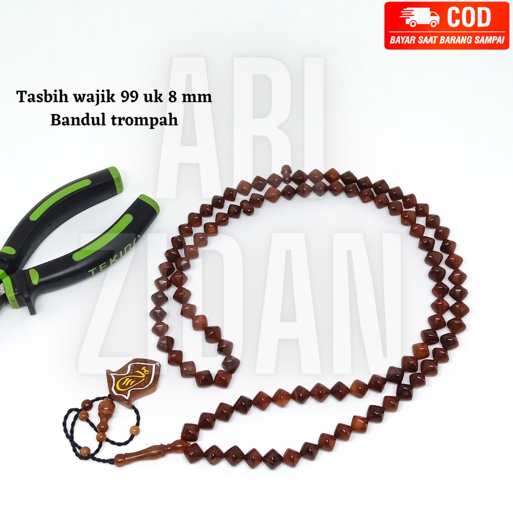 tasbih kokka kauka kaoka kaokah kokkah kaukah asli original model wajik 99 ukuran 8 mm bandul trompah